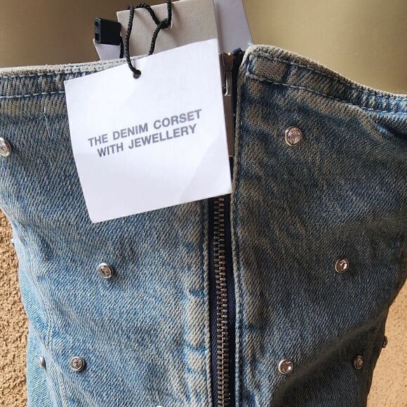 JEWELED ZARA DENIM LIMITED EDITION JEWELED DENIM CORSET ZARA HOLIDAY DENIM - Picture 15 of 16